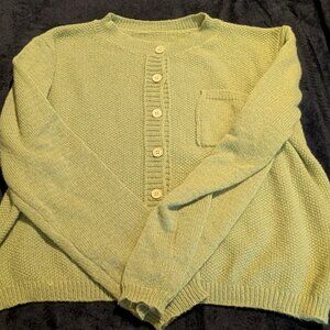 Sage Green Button-Front Cardigan